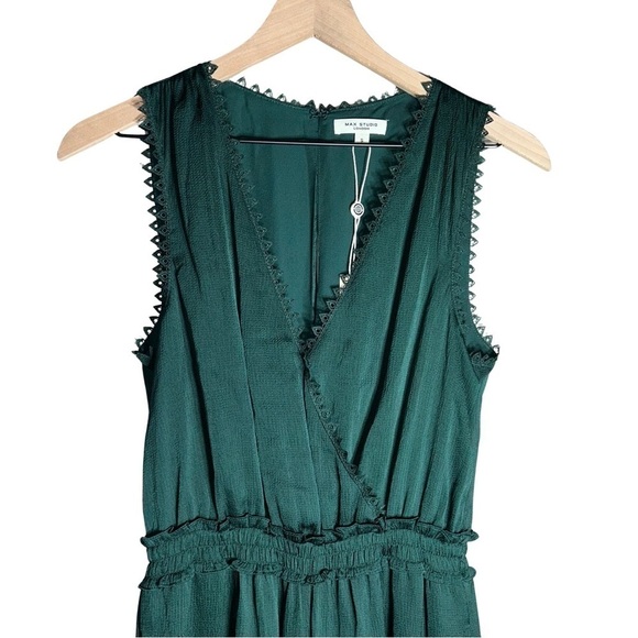 Max Studio Lace Scalloped Sleeveless Jumpsuit Emerald Green - Size S - Picture 7 of 11